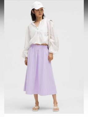 Lululemon Stretch Woven Ruffle-Waist Midi Skirt with pockets Lavender NEW small